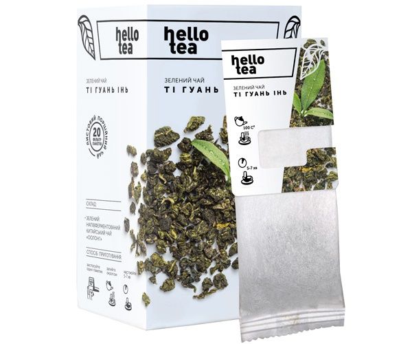 Чай натуральний зелений пакетований Hello Tea "Ті Гуань Інь" 20шт/уп 10057201 фото