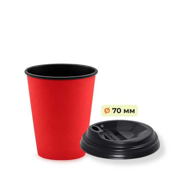 Стакан паперовий 180 мл "Red edition" &Oslash;70 мм одношаровий, 50 шт/уп. (60 уп./ящик) 11947213    фото