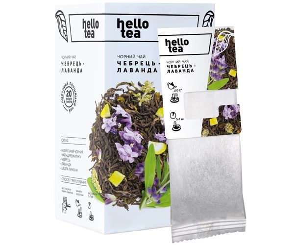 Чай натуральний чорний пакетований Hello Tea "Чебрець-Лаванда" 20шт/уп 10057202 фото