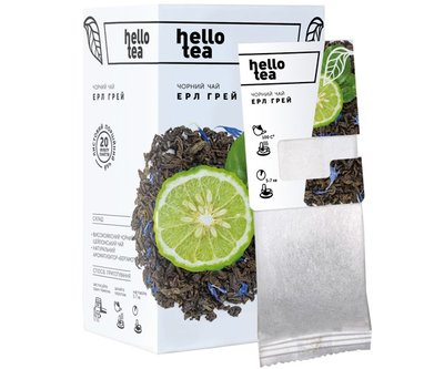 Чай натуральний чорний пакетований Hello Tea "Ерл Грей" 20шт/уп 10057194 фото