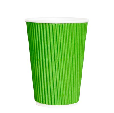 Гофрований паперовий стакан 340 мл Зелений 15 шт/упаковка 11134252 фото