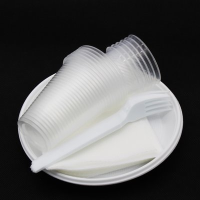 Набор пластиковой одноразовой посуды "Кристал" (6 персон) 11486054 фото