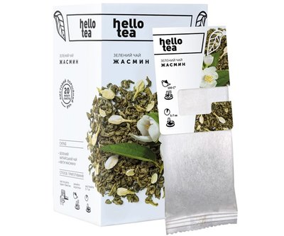 Чай натуральний зелений пакетований Hello Tea "Жасмин" 20шт/уп 10057195 фото