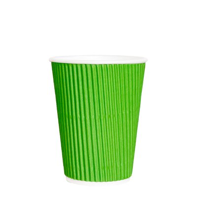 Гофрований паперовий стакан 250 мл 15 шт/упаковка Зелений 11134256 фото